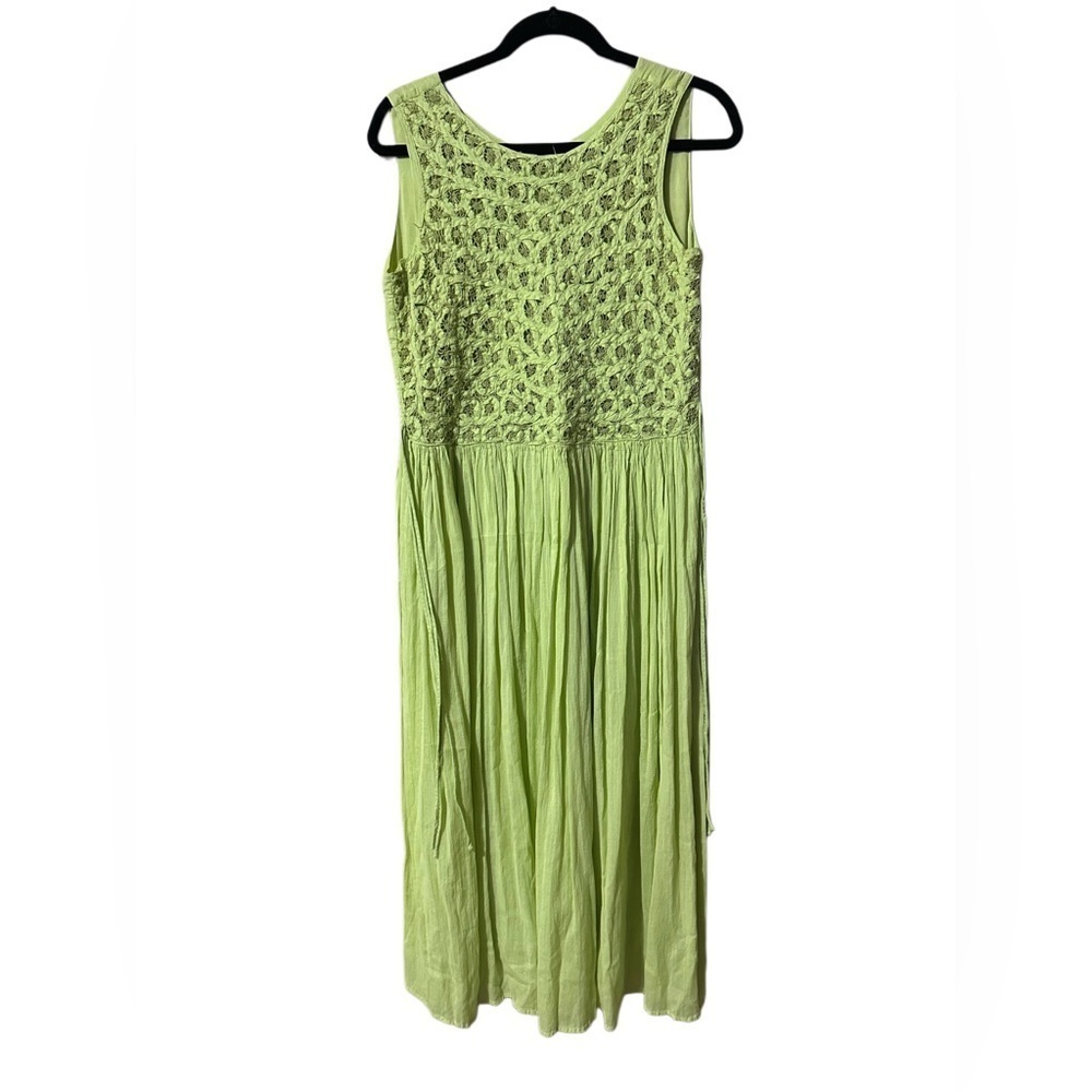 Coldwater Creek Women’s Pastel Green Lace Bodice Midi Dress Flowy Petite Medium